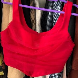 House of CB Vibrant Red Ruched Crop Top